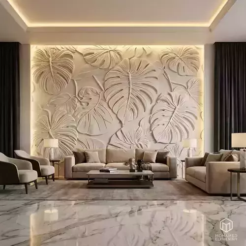 modern panel wall decor set relief stl mural CNC 251