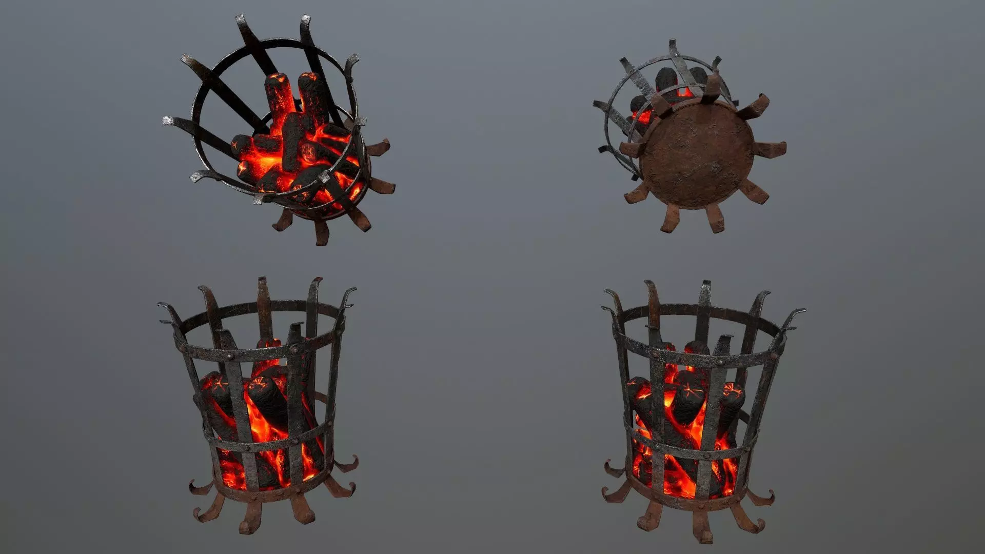 Medieval Braziers Lights   Low-poly 3D model_4