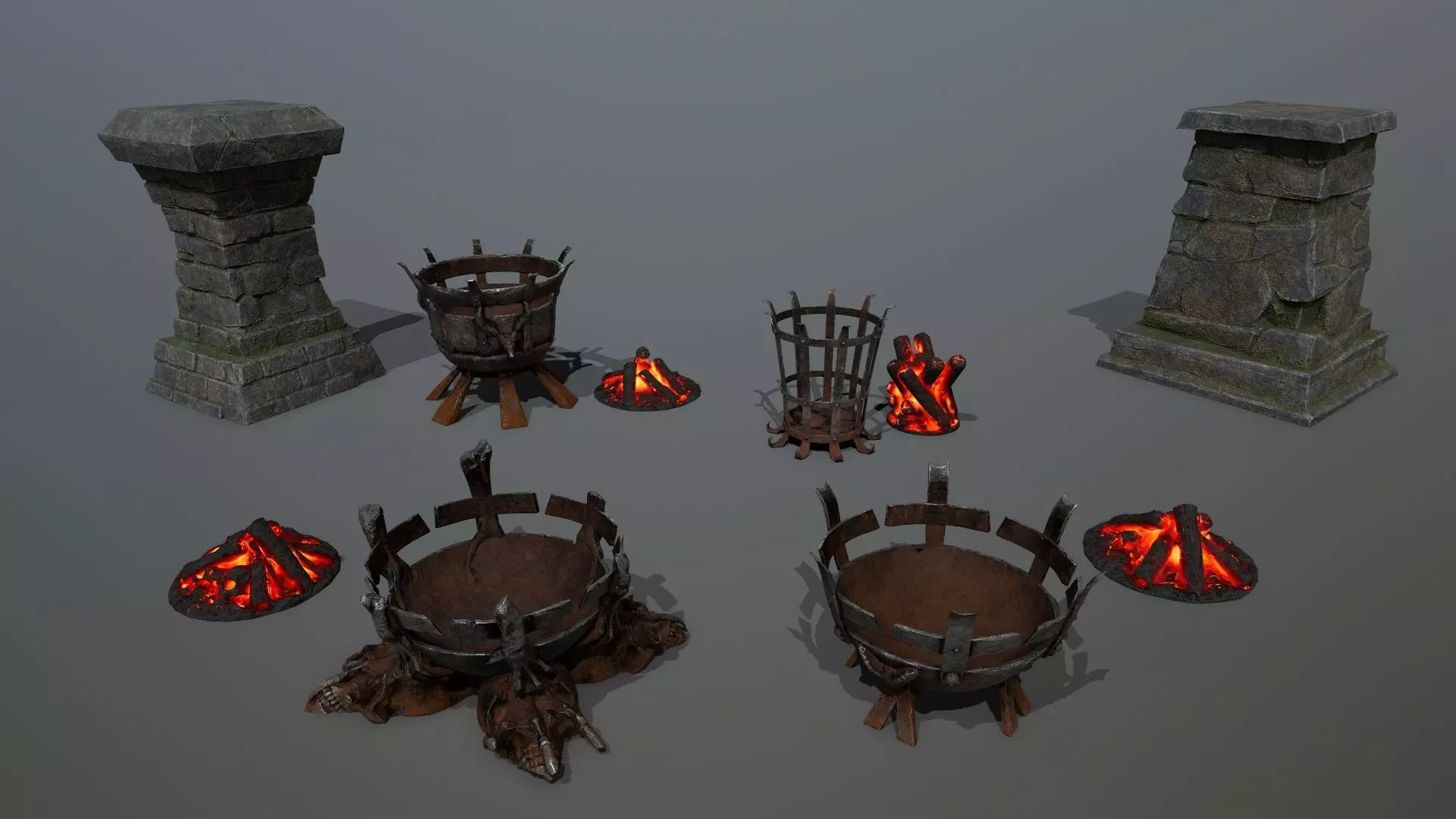 Medieval Braziers Lights   Low-poly 3D model_40
