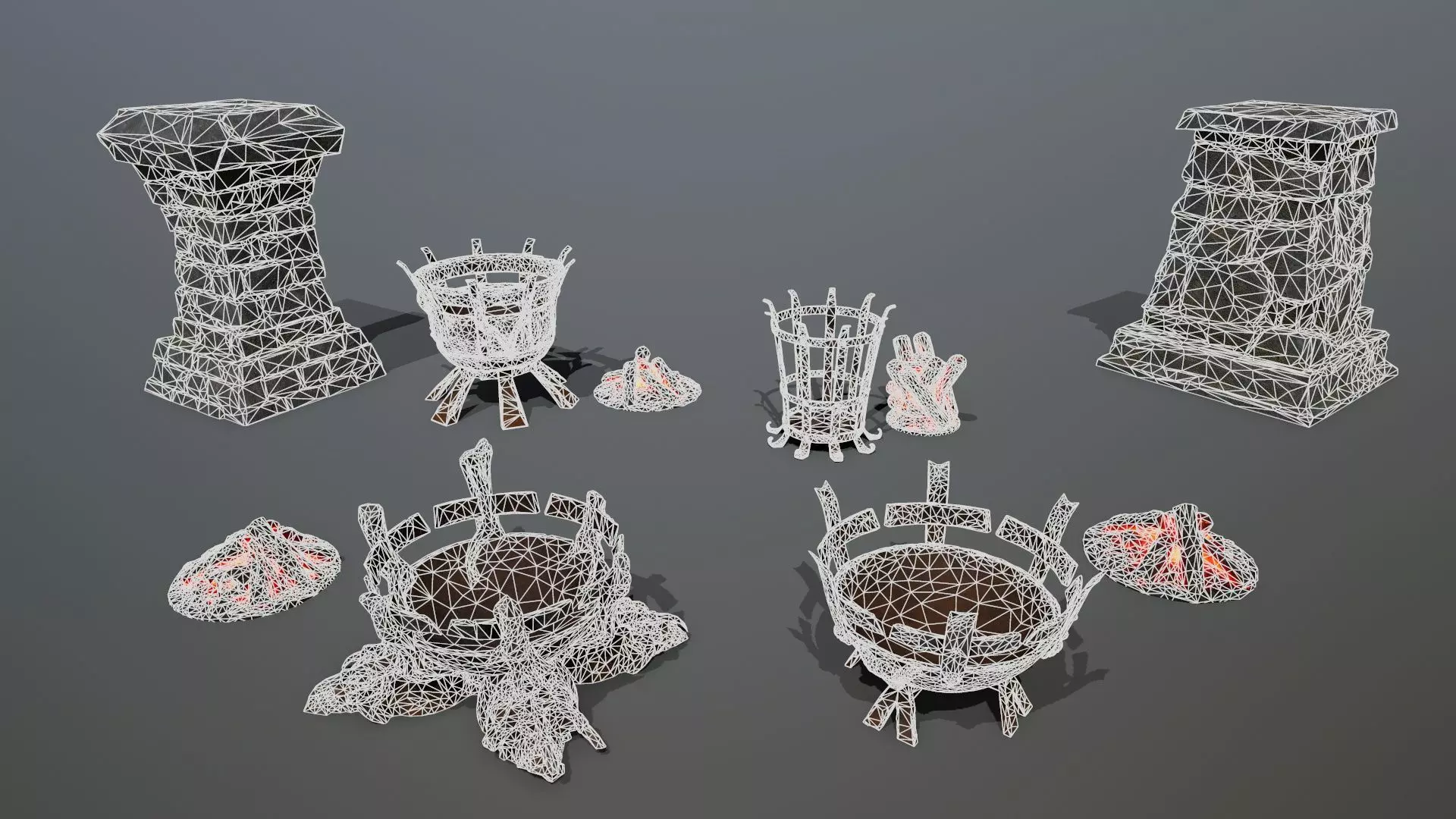 Medieval Braziers Lights   Low-poly 3D model_41