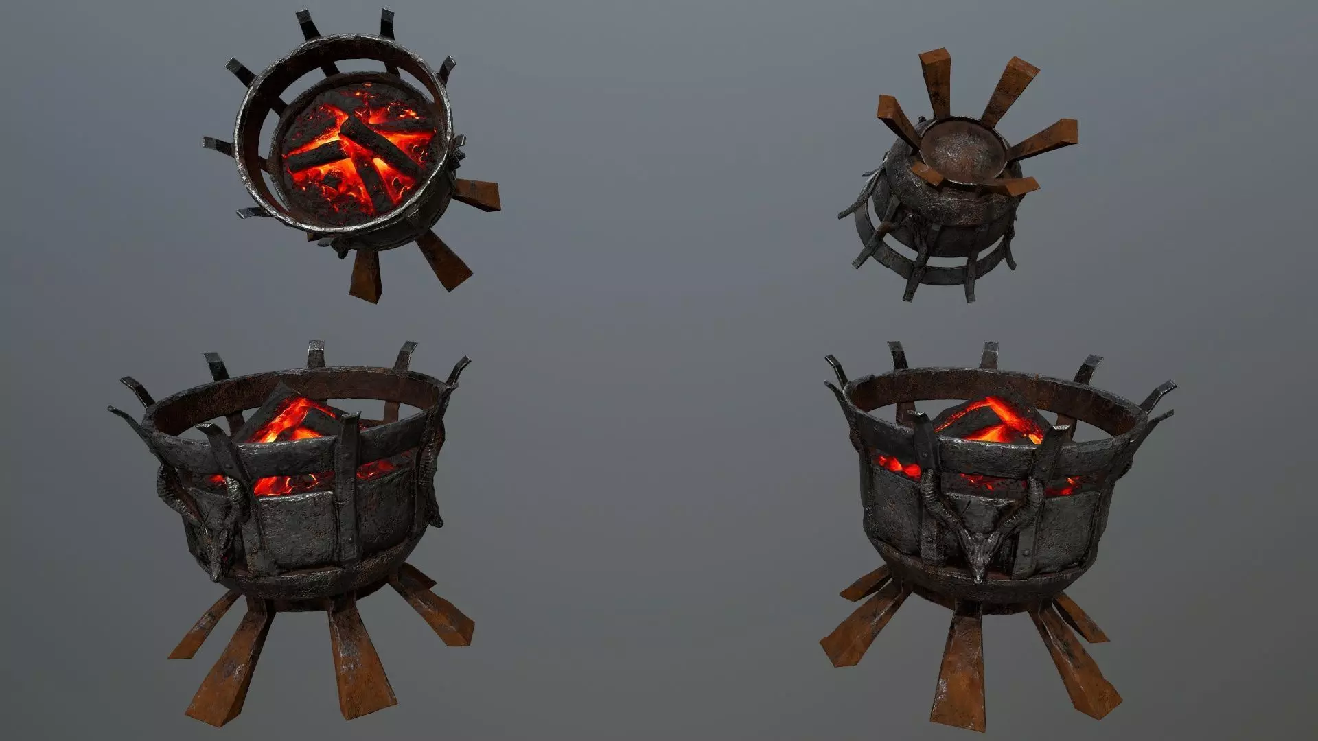 Medieval Braziers Lights   Low-poly 3D model_6