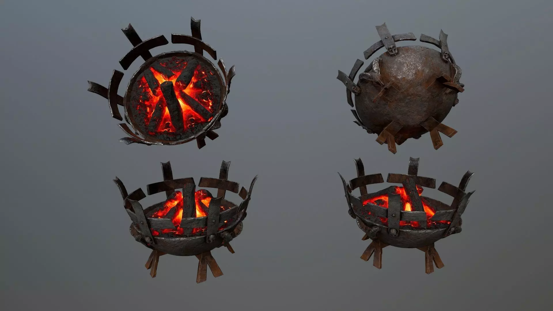 Medieval Braziers Lights   Low-poly 3D model_3