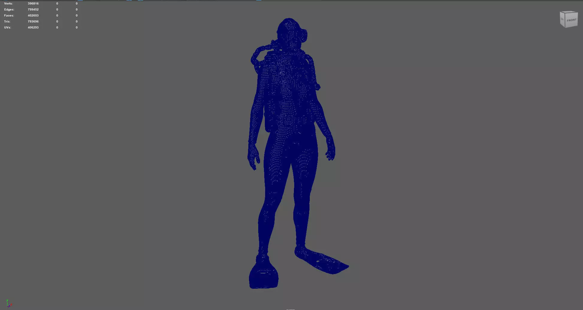 Realistic Female Scuba Diver 3D model_8