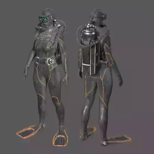 Realistic Female Scuba Diver 3D model Realistic Female Scuba Diver 3D model