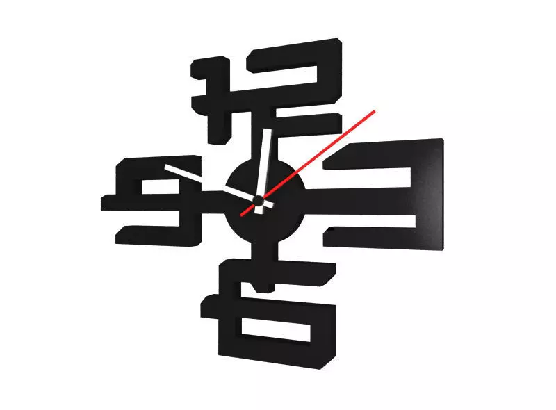 Modern Wall Clock Low-poly 3D model_0