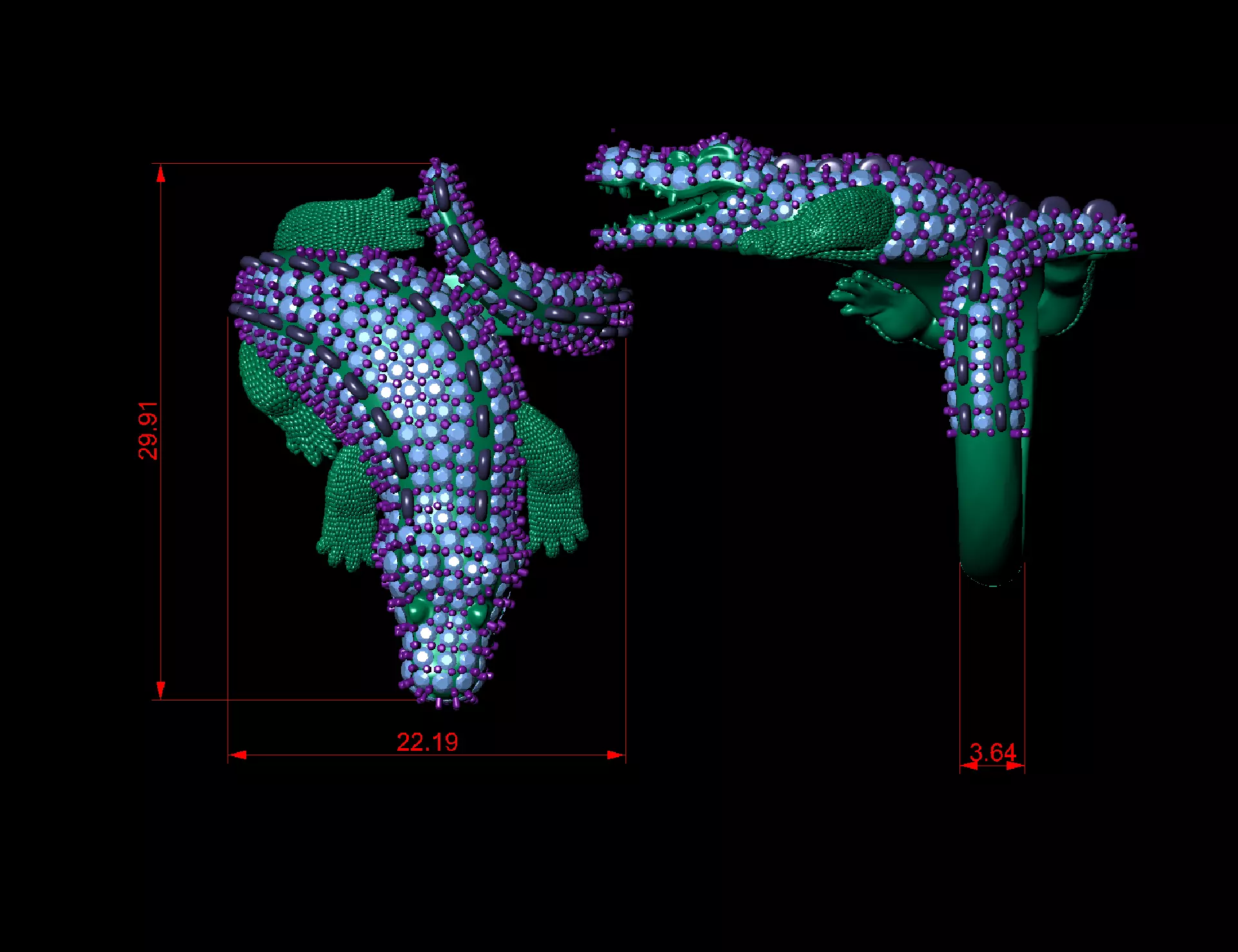 Crocodiles ring 3D print model 3D print model_8
