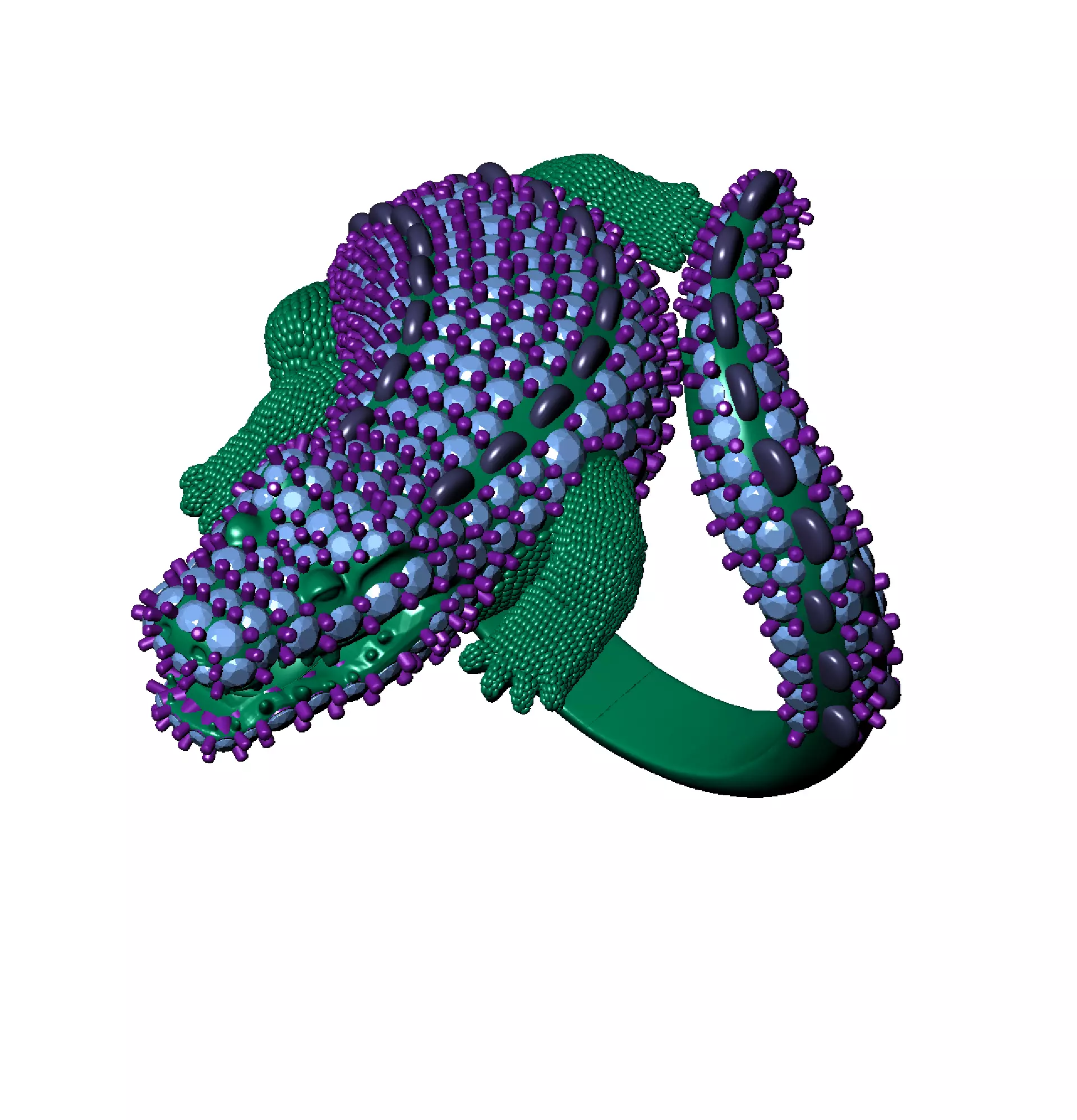 Crocodiles ring 3D print model 3D print model_10