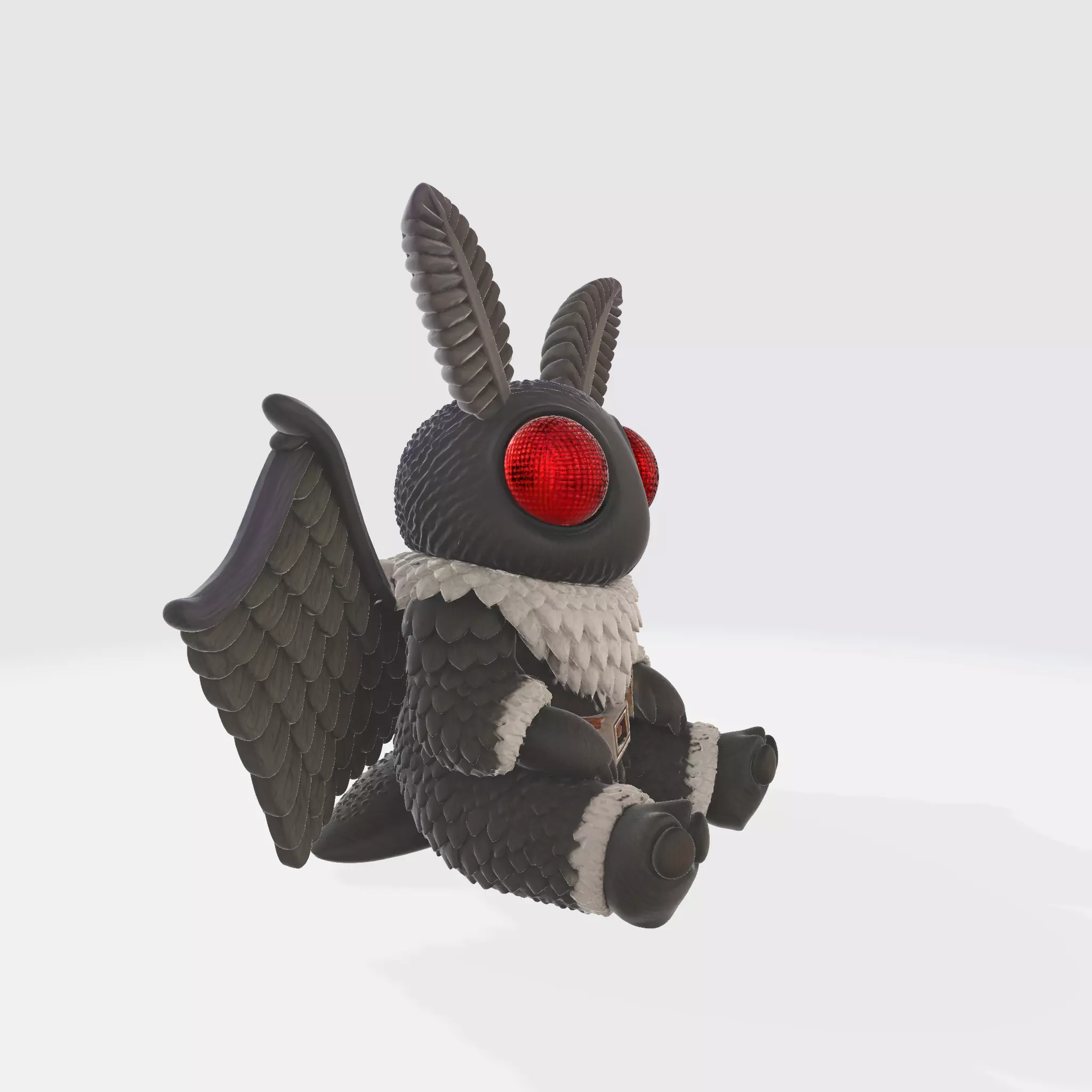 Cute Chibi Mothman Figurine Mythical Cryptid Collectible 3D print model_4
