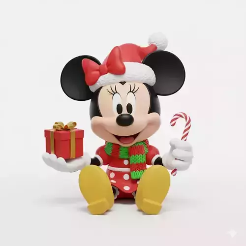 Christmas Minnie Mouse Figure 3D Model - Holiday Disney Decor