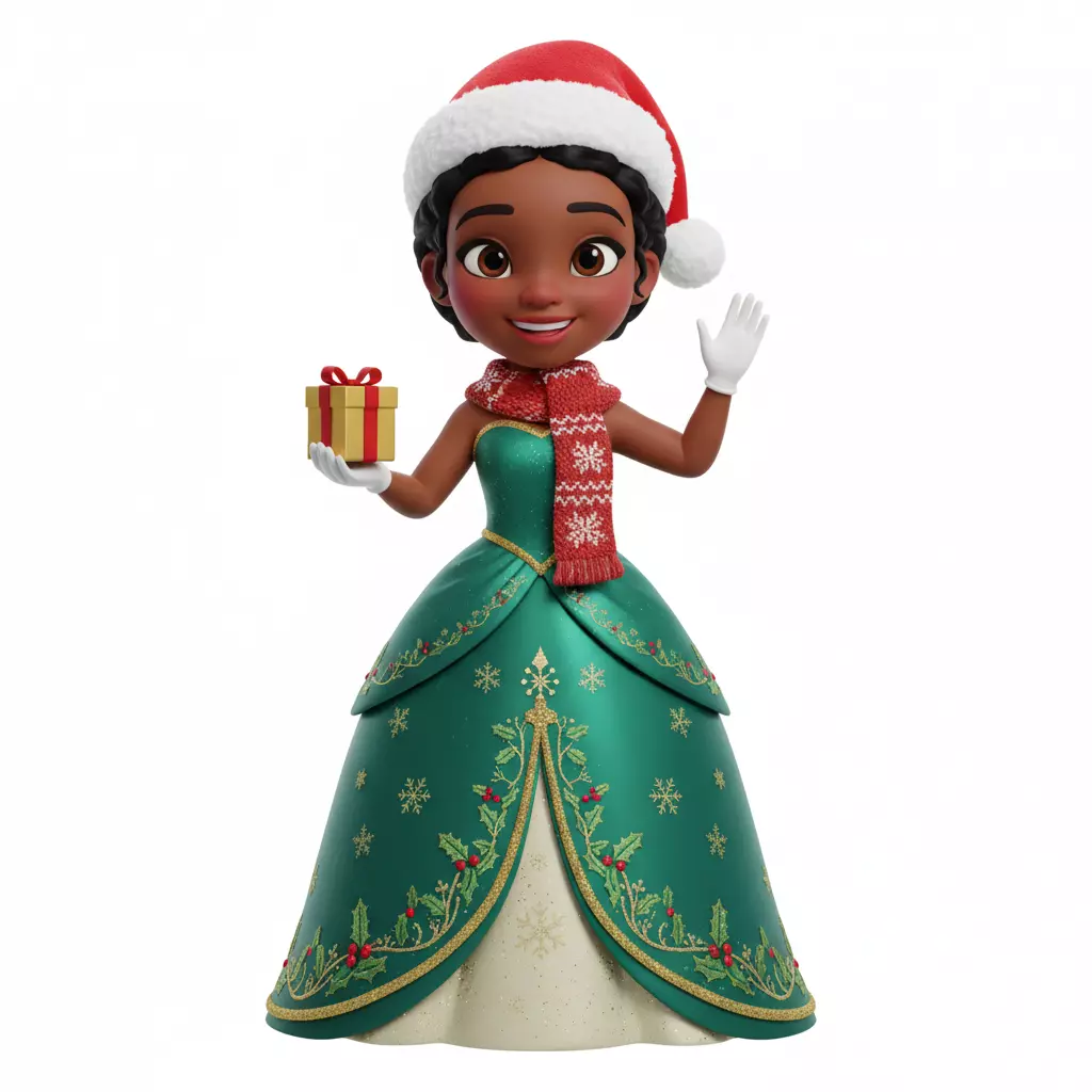 Christmas Princess Tiana Figure 3D Model 3D print model_0