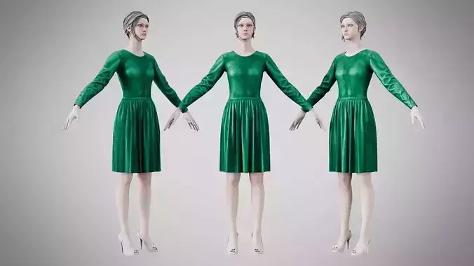 Dress 05 Emerald Velvet Green