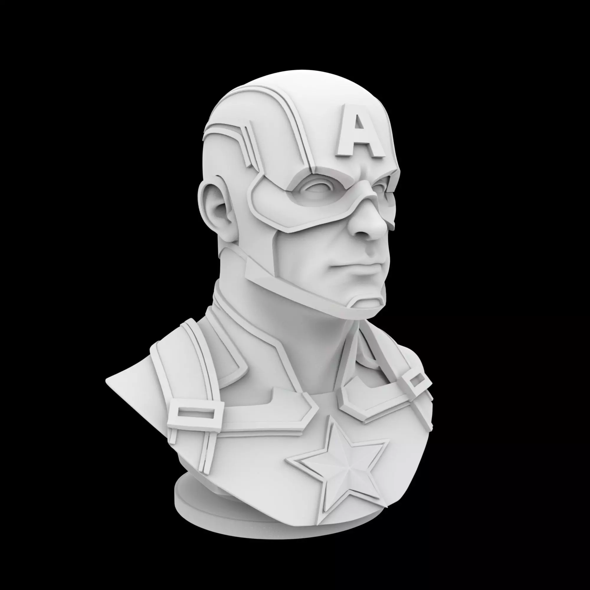 Captain America Hero Bust 3D Print Model 3D print model_0