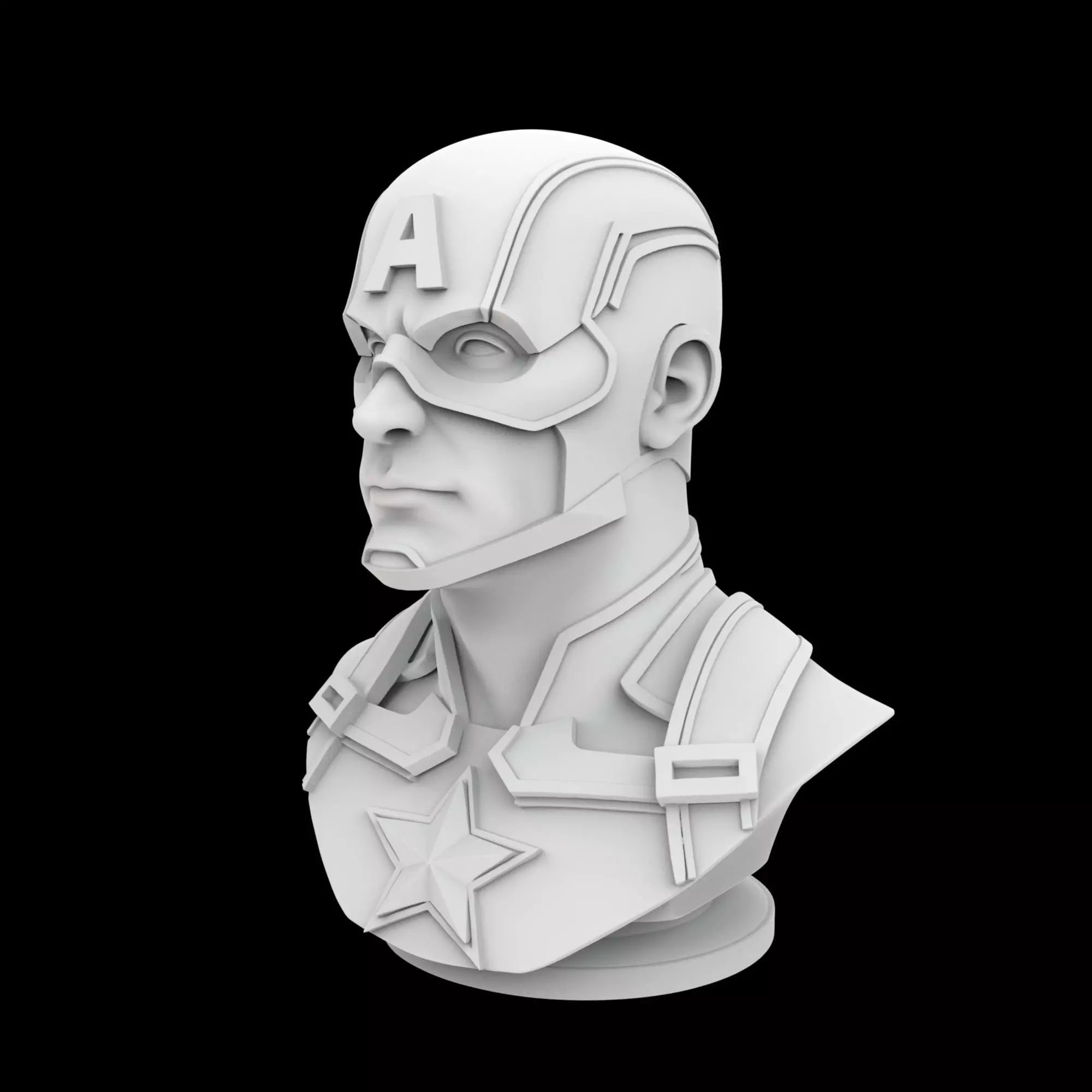 Captain America Hero Bust 3D Print Model 3D print model_1