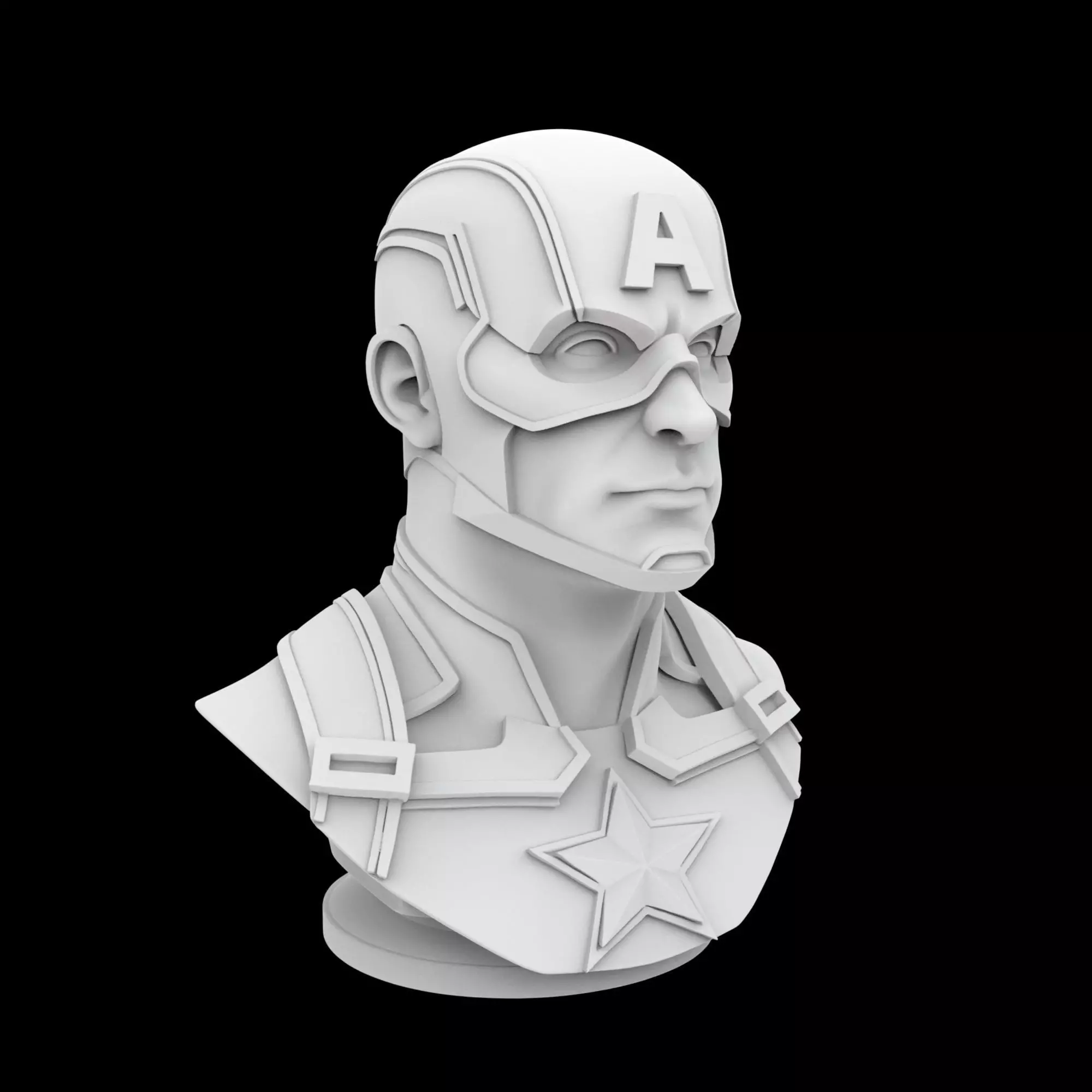 Captain America Hero Bust 3D Print Model 3D print model_5