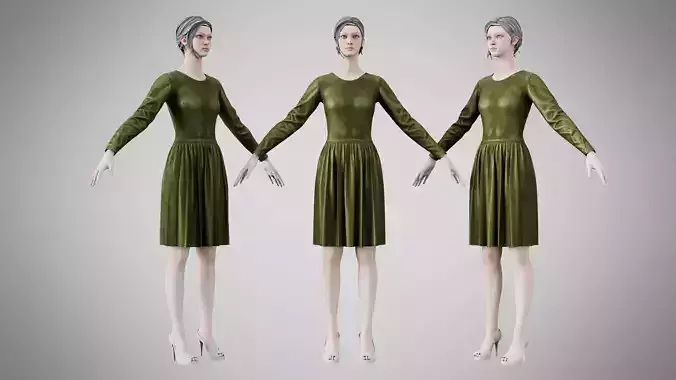 Dress 05 Olive Velvet