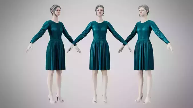 Dress 05 Teal Velvet