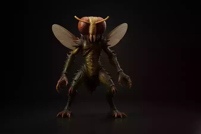 Mutant Fly Monster Figurine Insectoid Creature 3D print model