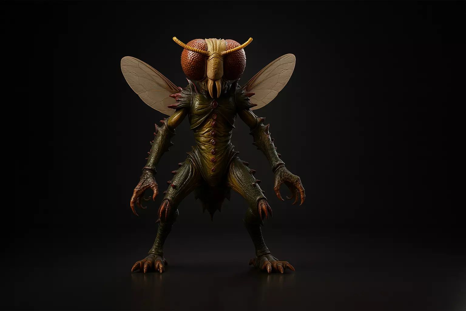 Mutant Fly Monster Figurine Insectoid Creature 3D print model_0