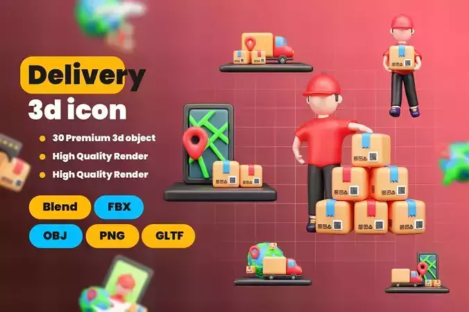 Modern Delivery and Logistics Service  3d icon set