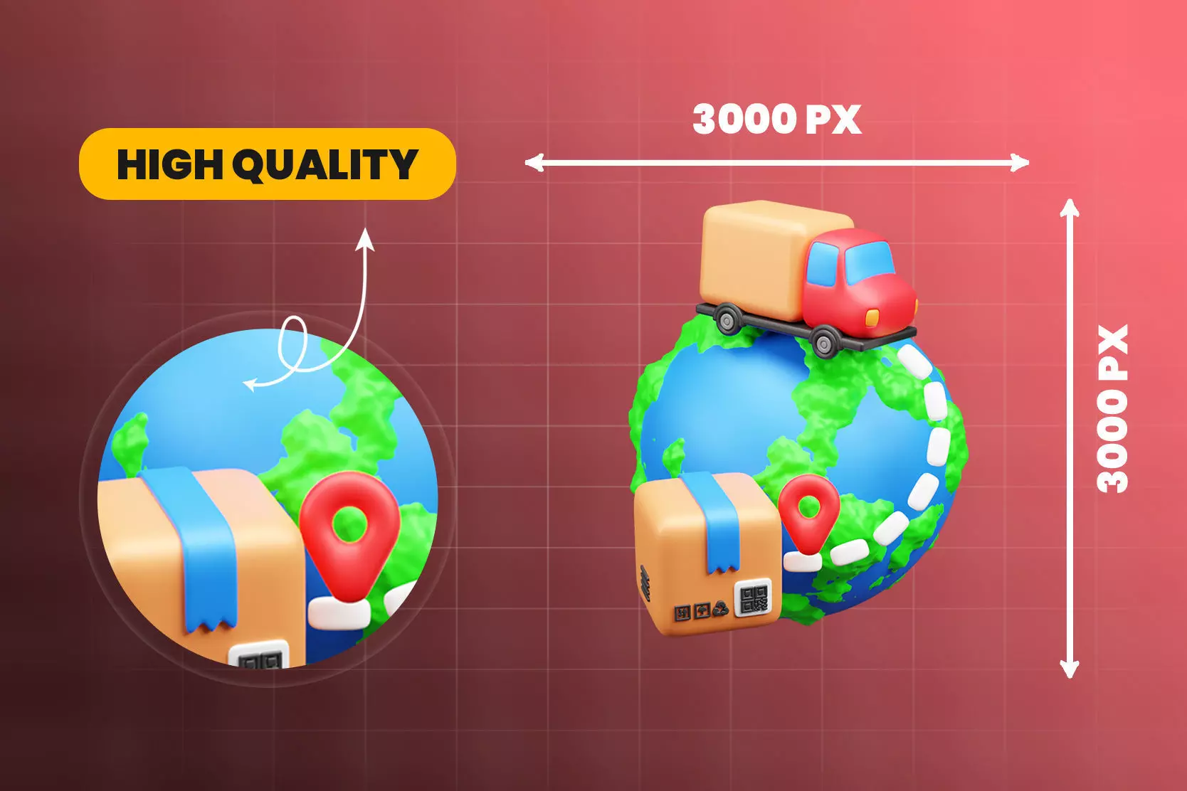 Modern Delivery and Logistics Service  3d icon set 3D model_5