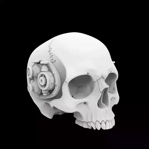 Half Steampunk Skull 3D Print Model