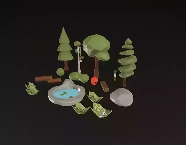 Stylized Low Poly Forest Pack - Game-Ready Nature Assets 3D model