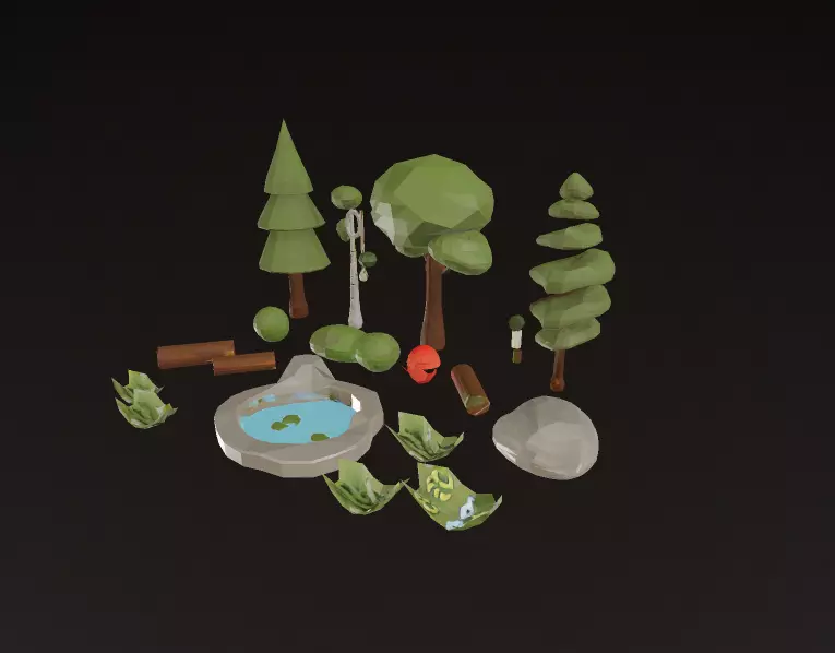 Stylized Low Poly Forest Pack - Game-Ready Nature Assets 3D model_0