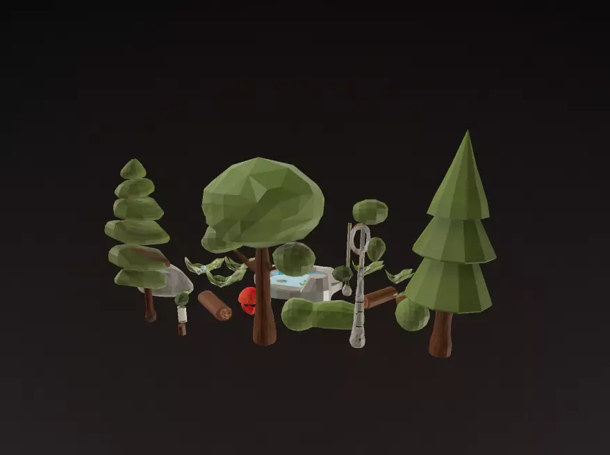 Stylized Low Poly Forest Pack - Game-Ready Nature Assets 3D model_1