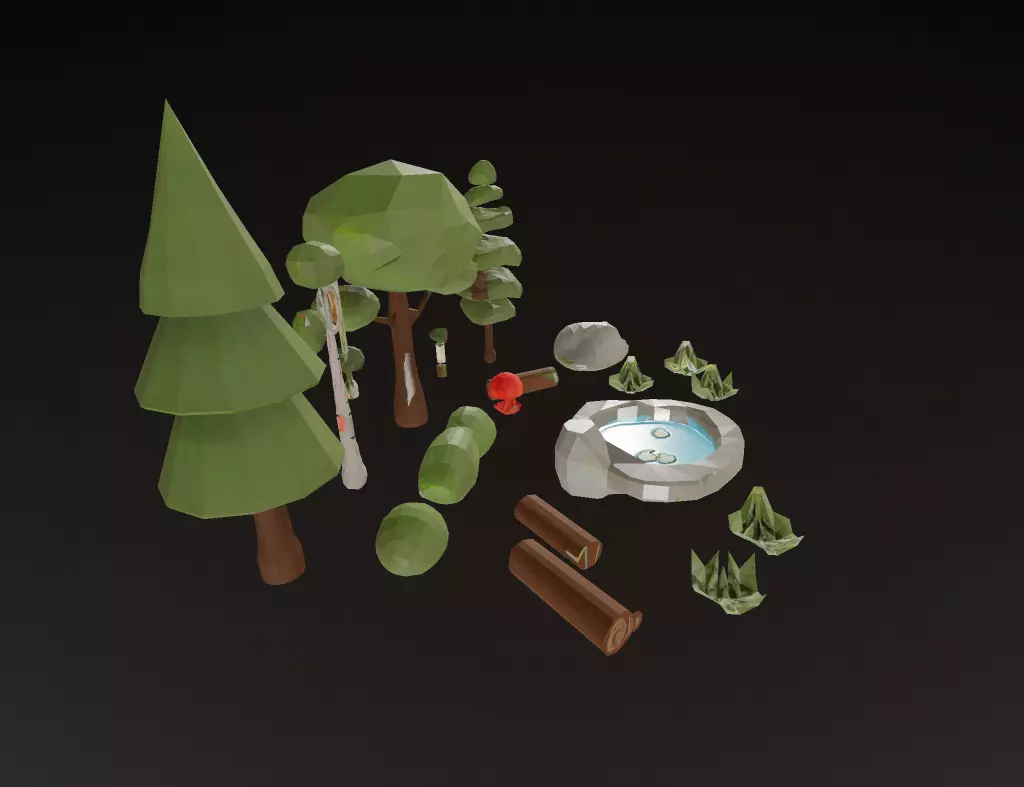 Stylized Low Poly Forest Pack - Game-Ready Nature Assets 3D model_3