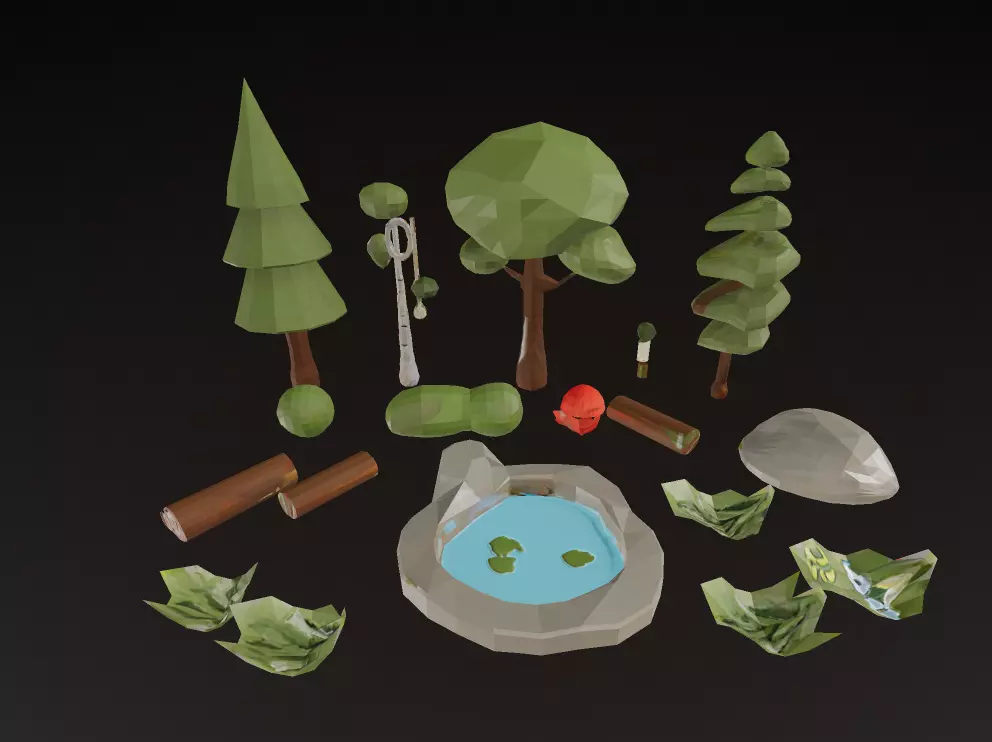 Stylized Low Poly Forest Pack - Game-Ready Nature Assets 3D model_2