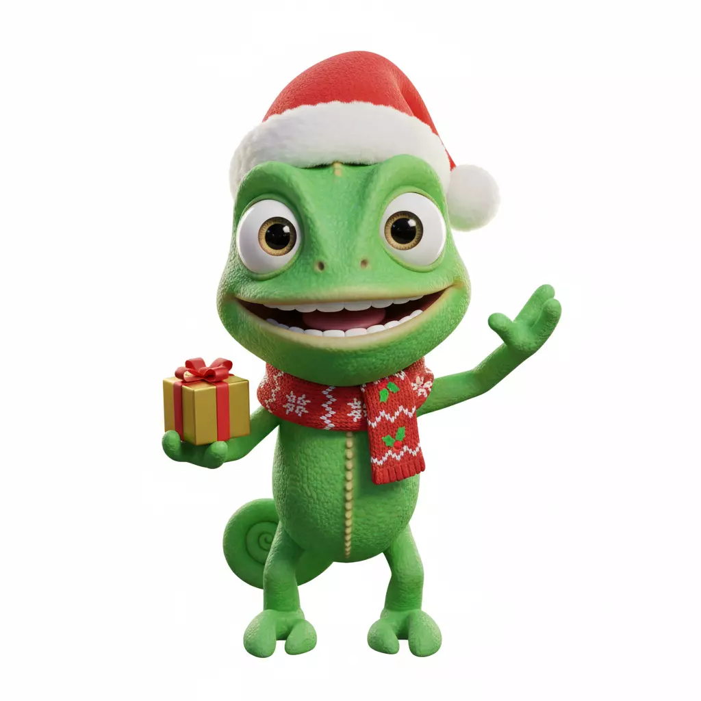 Christmas Pascal Chameleon Figure 3D STL Model 3D print model_0