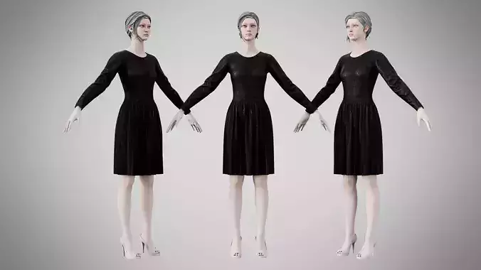 Dress 05 Black Velvet With Design