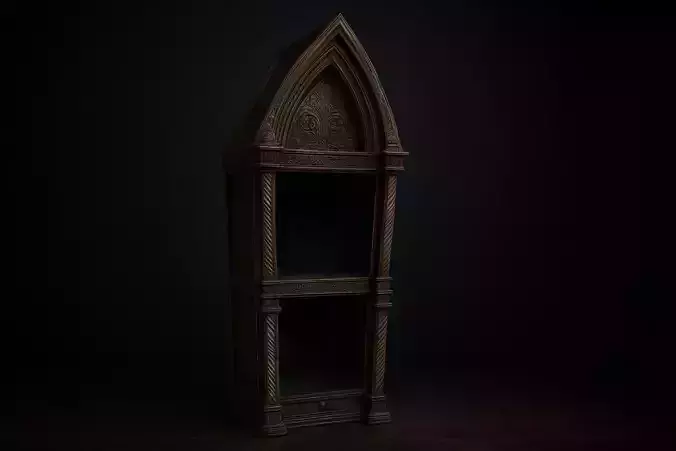 Gothic Cathedral Style Display Cabinet Ornate Miniature Shelf