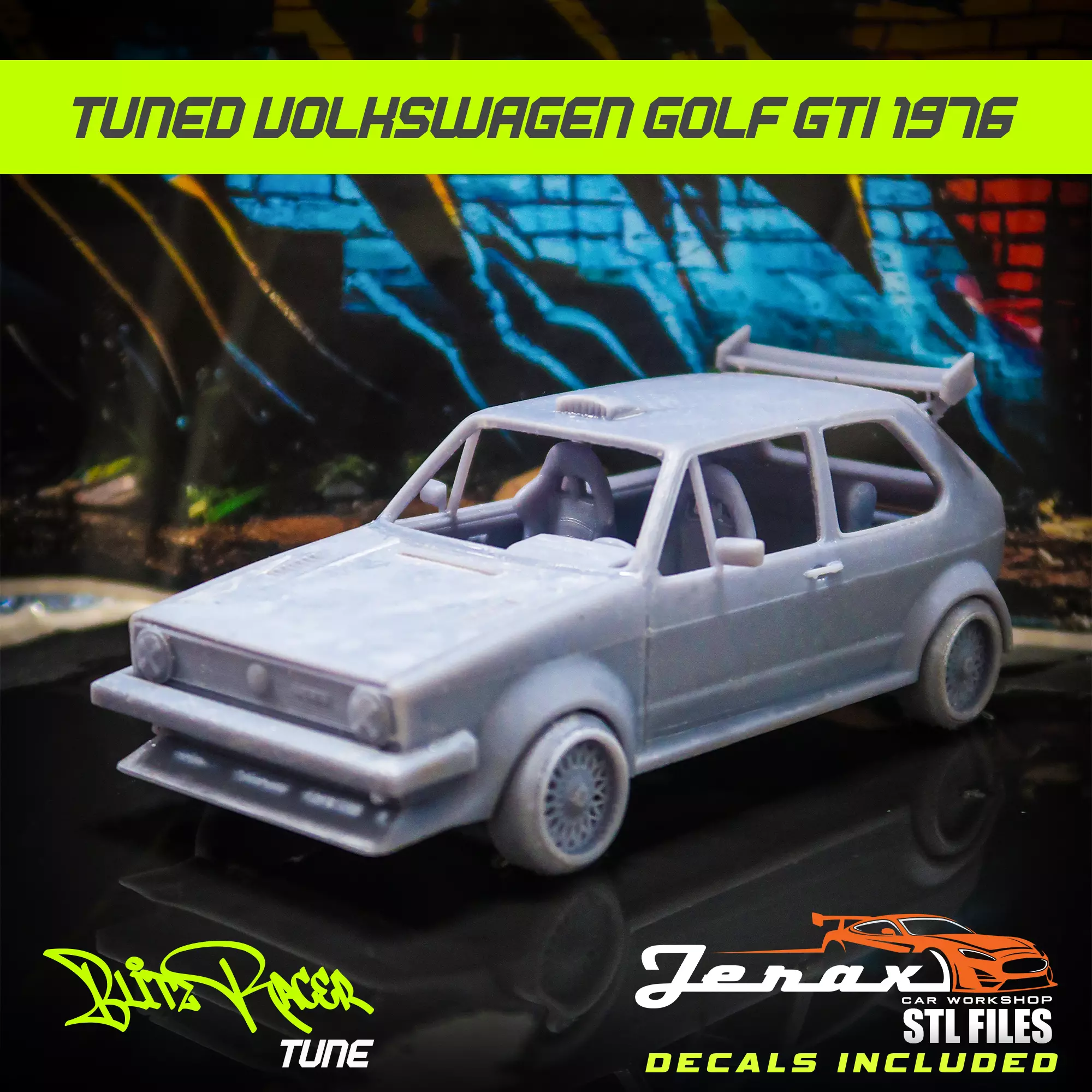 Volkswagen Golf GT Custom 3D Printable Tuned Car Model 3D print model