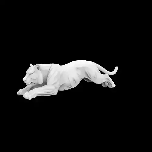 Tiger In Mid Pounce 3D Print Model