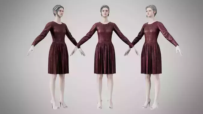 Dress 05 Chocolate Velvet With Design