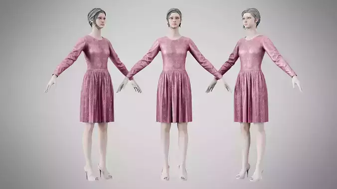 Dress 05 Dusty Rose Velvet With Design