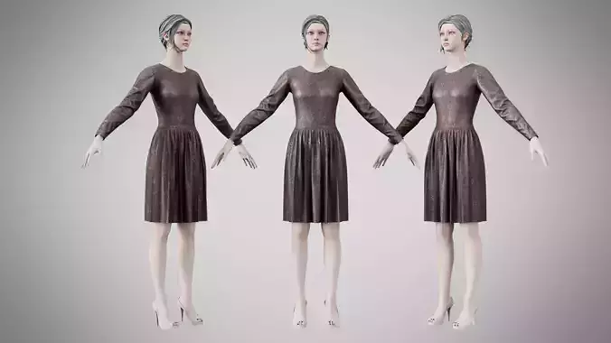 Dress 05 Grey Velvet With Design