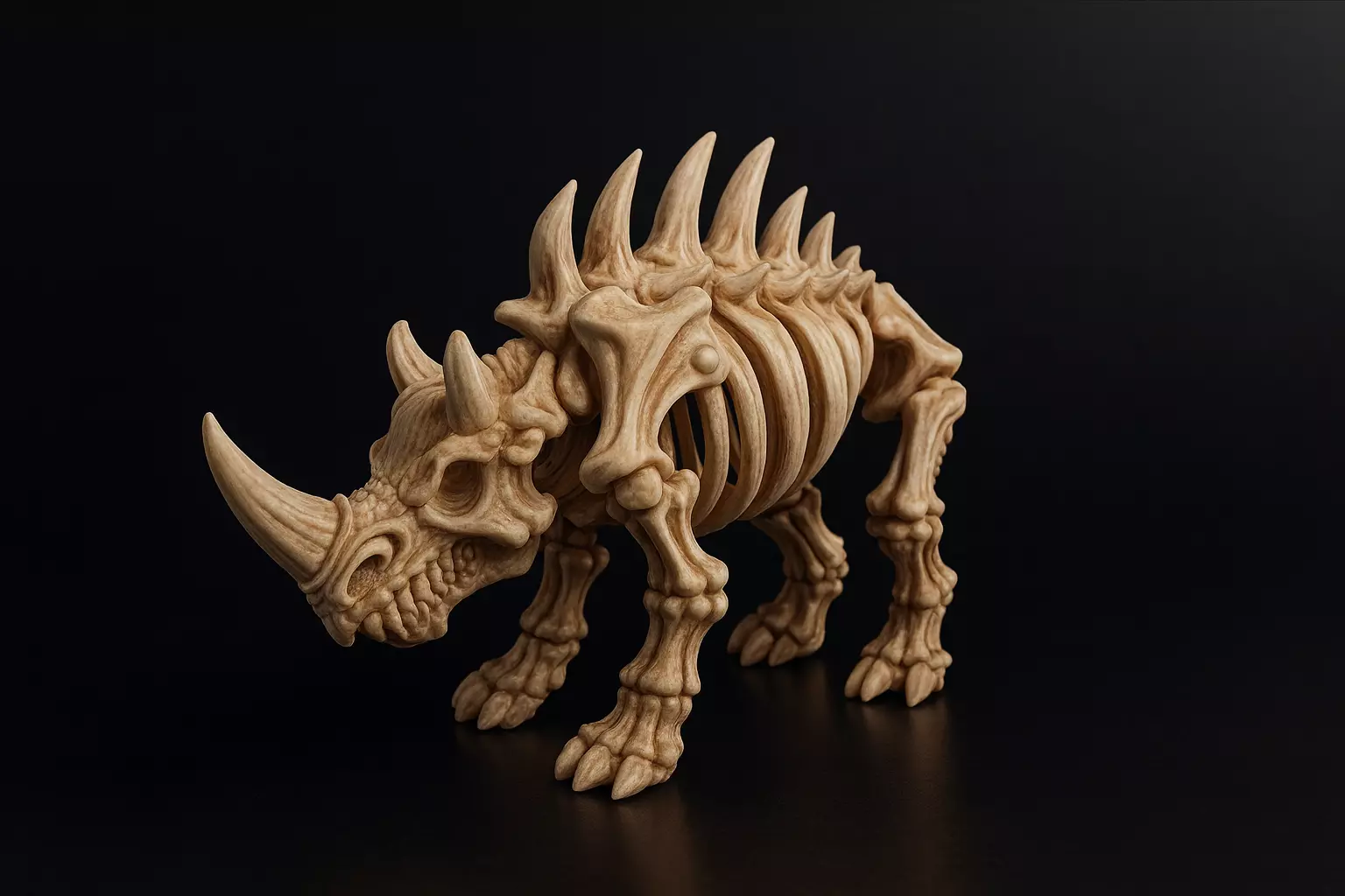 Rhino Skeleton Model Fantasy Animal Bone Sculpture 3D print model