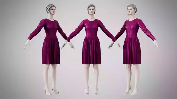 Dress 05 Plum Velvet With Design