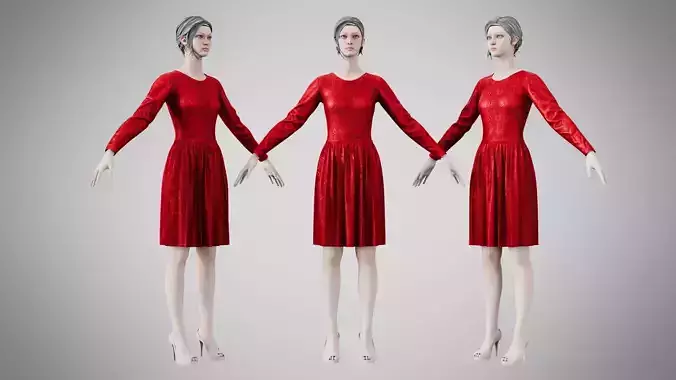 Dress 05 Ruby Velvet With Design