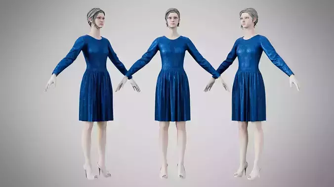 Dress 05 Sapphire Velvet With Design