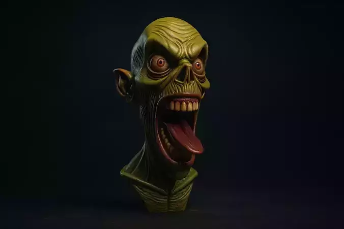 Zombie Bust Sculpture Horror Monster Decor Halloween Prop