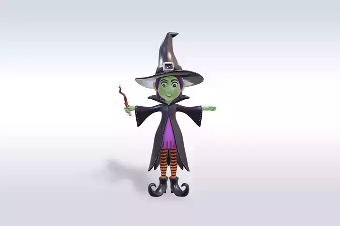 Adorable Witch Halloween Character 