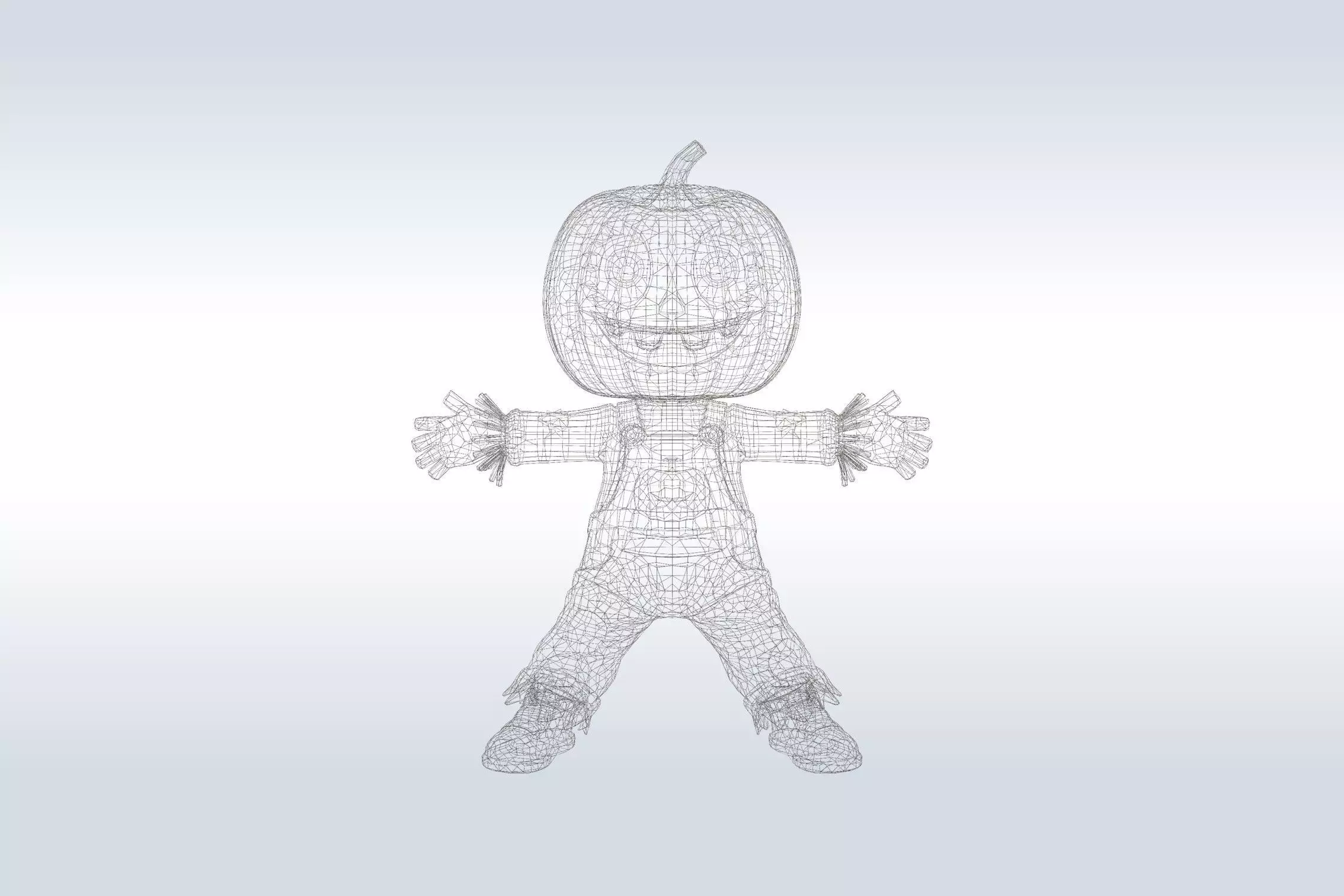 Scarecrow Pumpkin 3D Character Low-poly 3D model_1