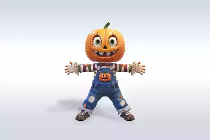 Scarecrow Pumpkin 3D Character 