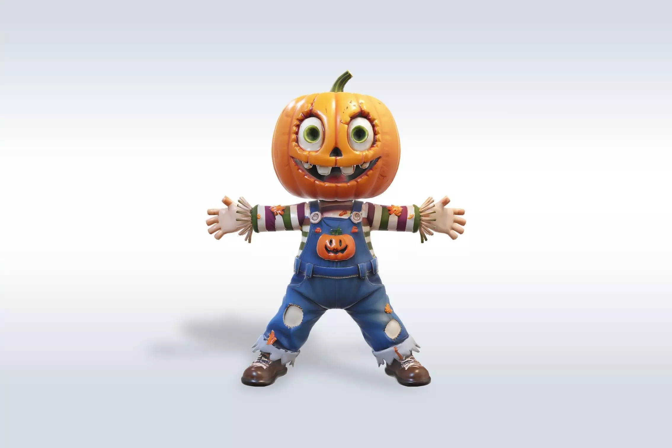 Scarecrow Pumpkin 3D Character Low-poly 3D model_0
