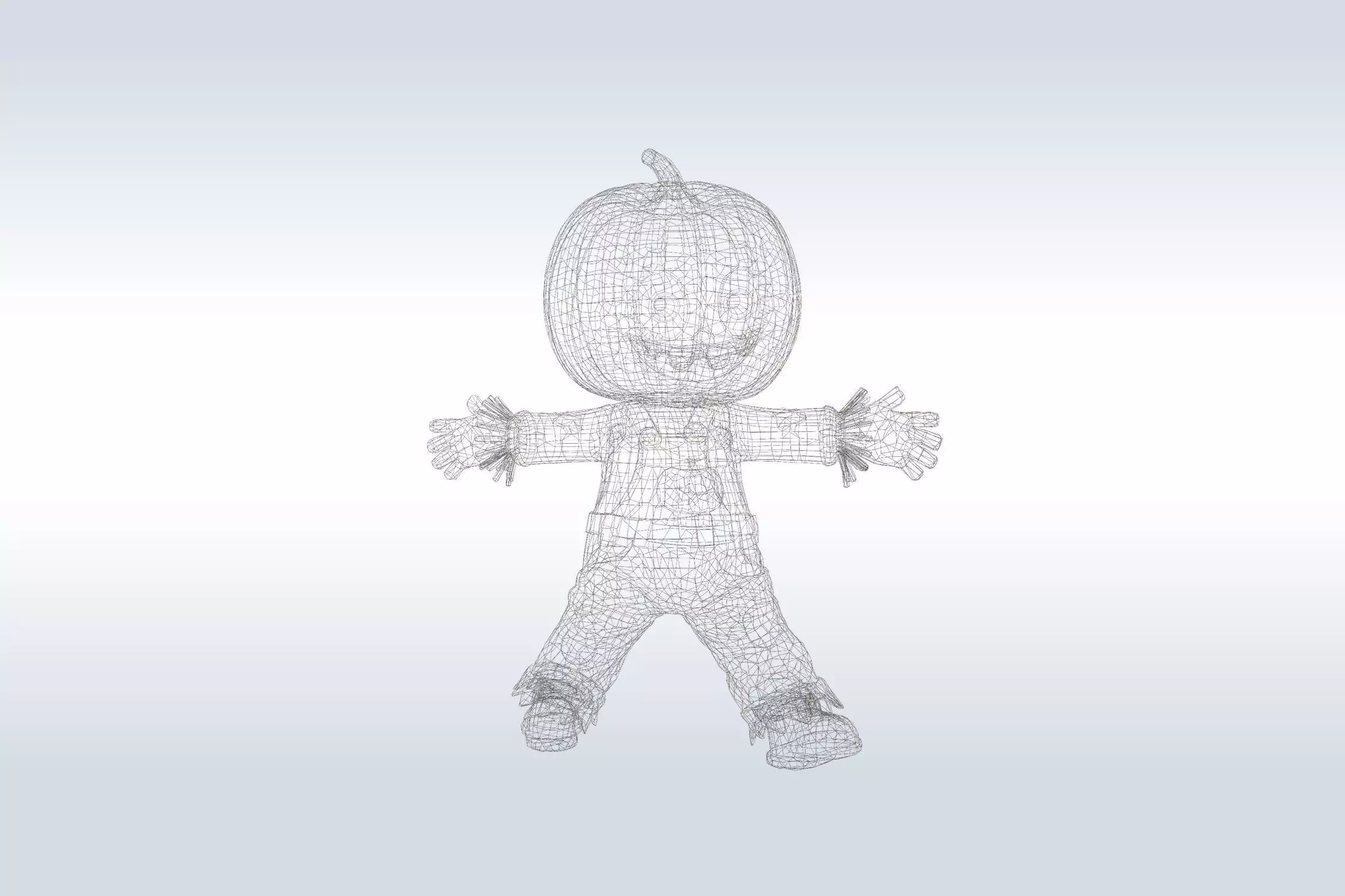 Scarecrow Pumpkin 3D Character Low-poly 3D model_9