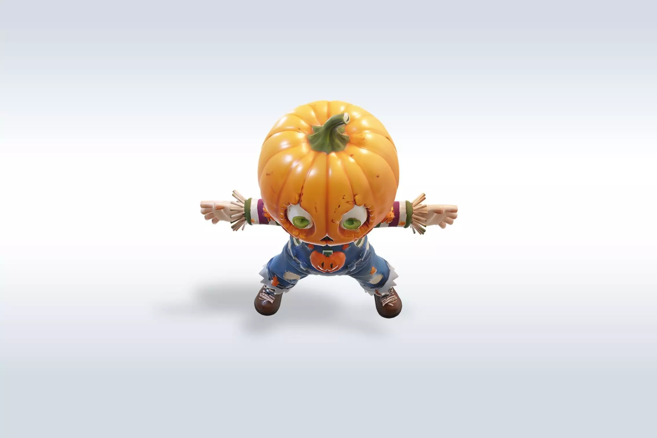 Scarecrow Pumpkin 3D Character Low-poly 3D model_6