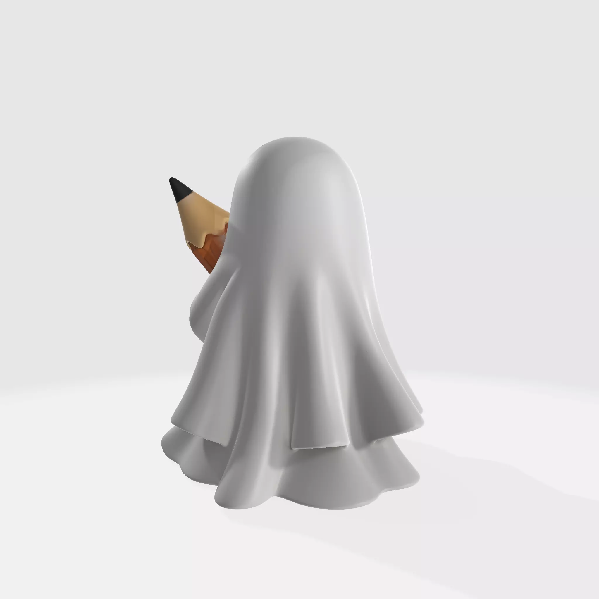 Cute Ghost Holding Pencil Figurine Desk Buddy  3D print model_3